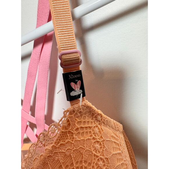 NWOT Victoria's Secret Orange Pink Lace Lightly Lined Full Coverage Bra 32DDD - Picture 6 of 9